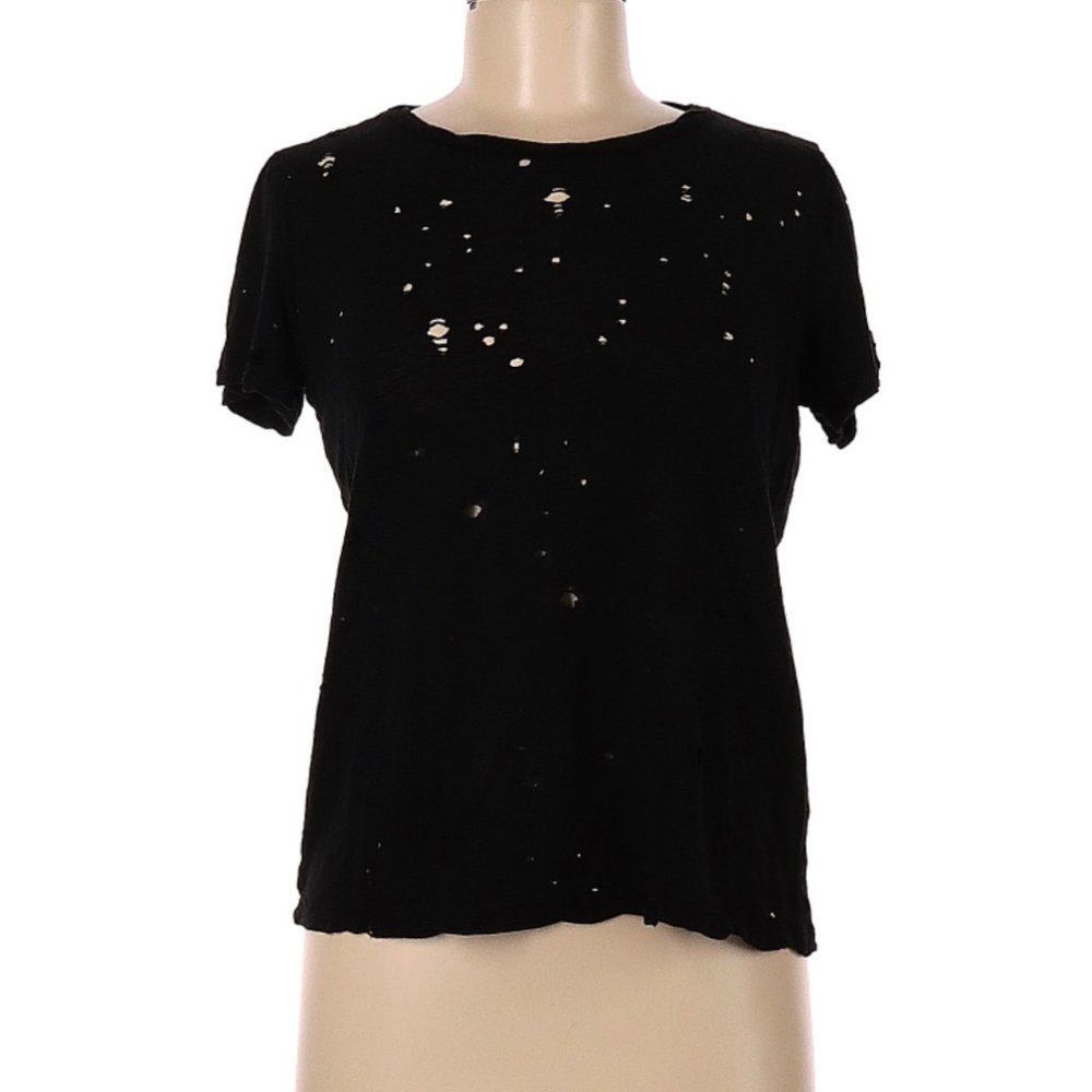 Forever 21 Black Distressed T-Shirt - Size Medium